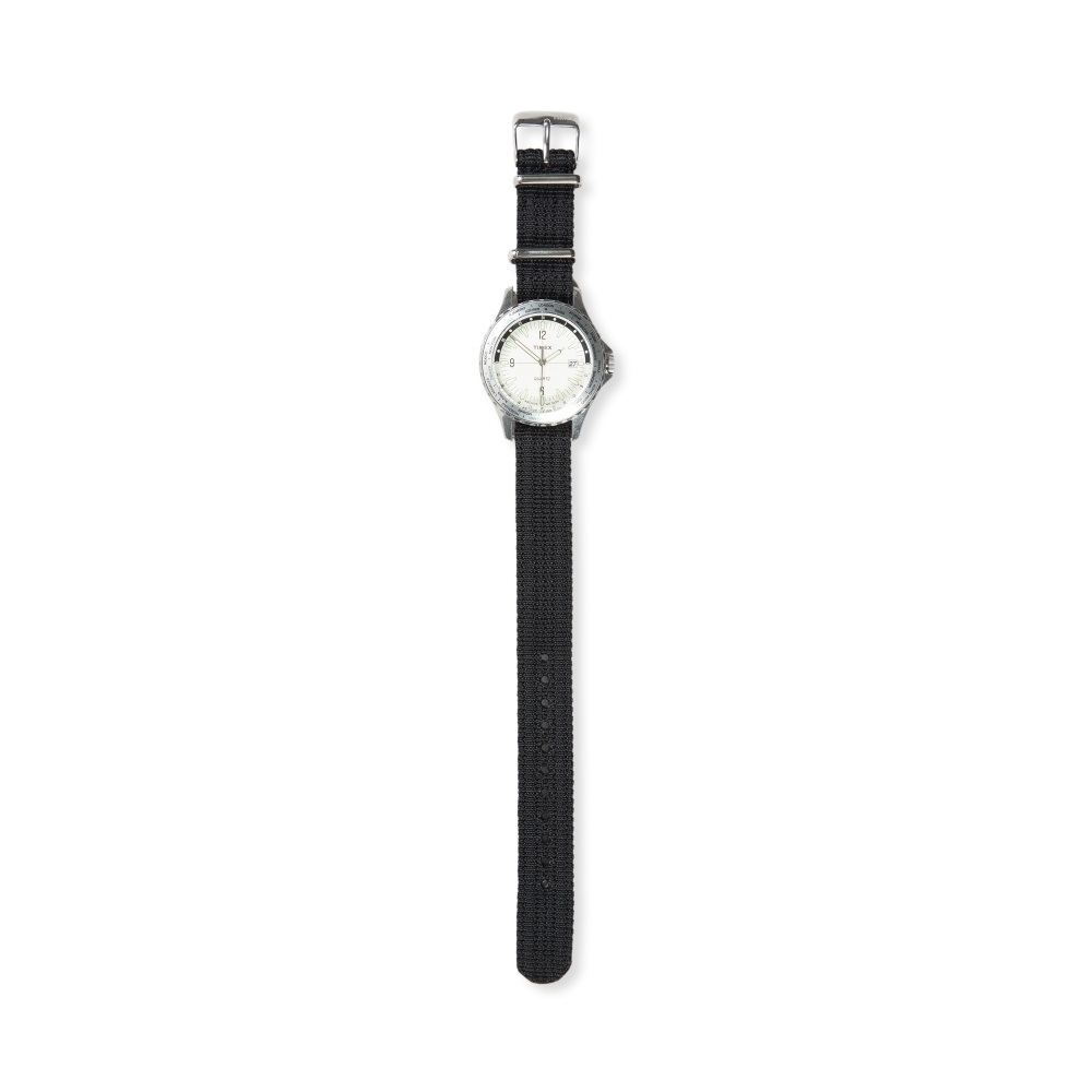 Timex Navi World Time 38mm with Fabric Strap Watch (Stainless Steel/Cream)