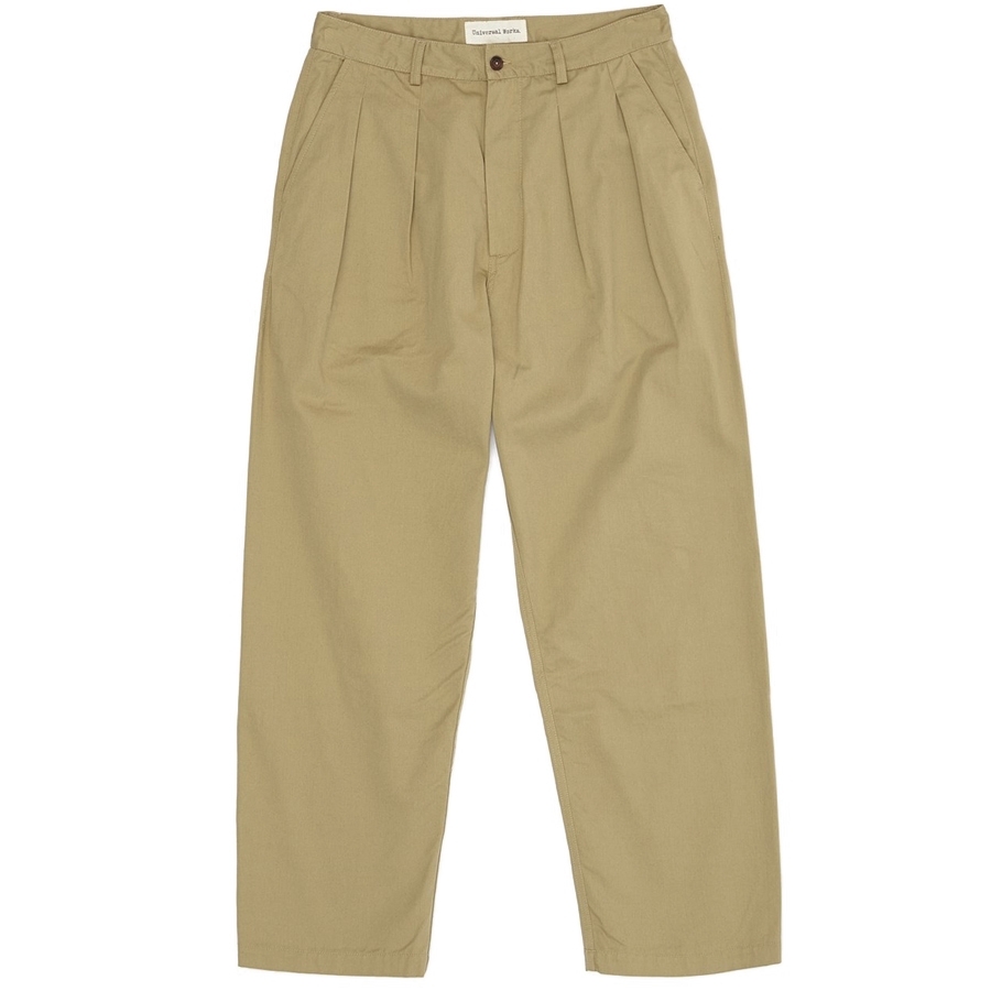 Universal Works Double Pleat Pant (Sand Cotton Twill)