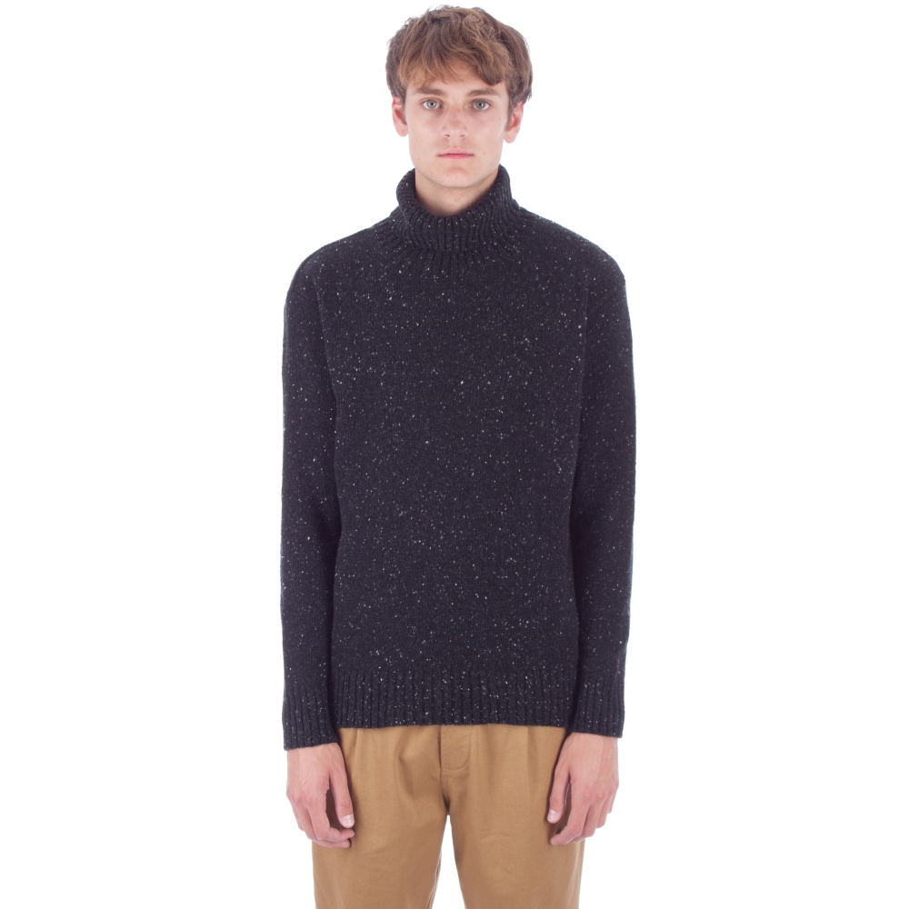 Universal Works Roll Neck Jumper (Charcoal Lambswool Fleck)