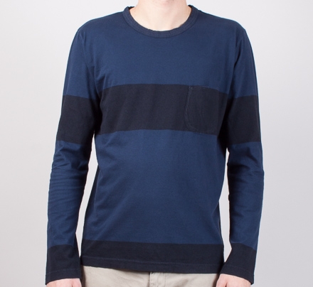 Universal Works Stripe L/S T-Shirt (Blue)