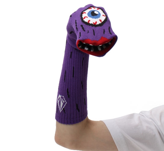 Volcom Men's Socks - Ozzie Wright Sock Puppets (Purple)