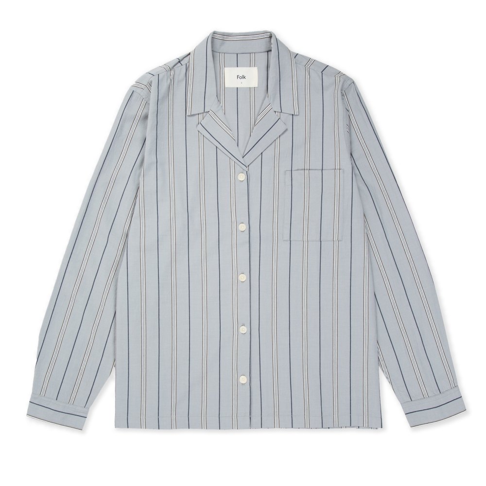 Women's Folk Long Sleeve Soft Collar Shirt (Pyjama Stripe)
