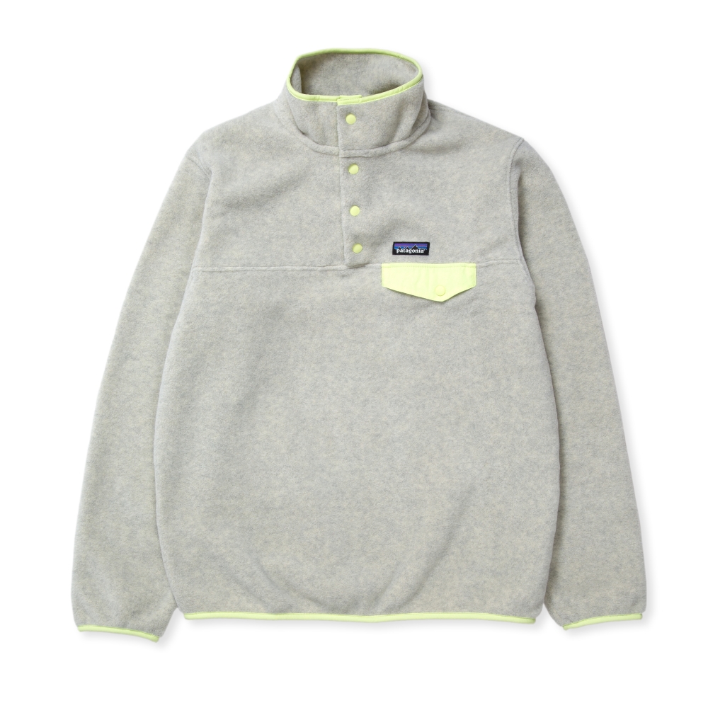Women's Patagonia LW Synchilla Snap-T Pullover Fleece (Oatmeal Heather w/Jellyfish Yellow)