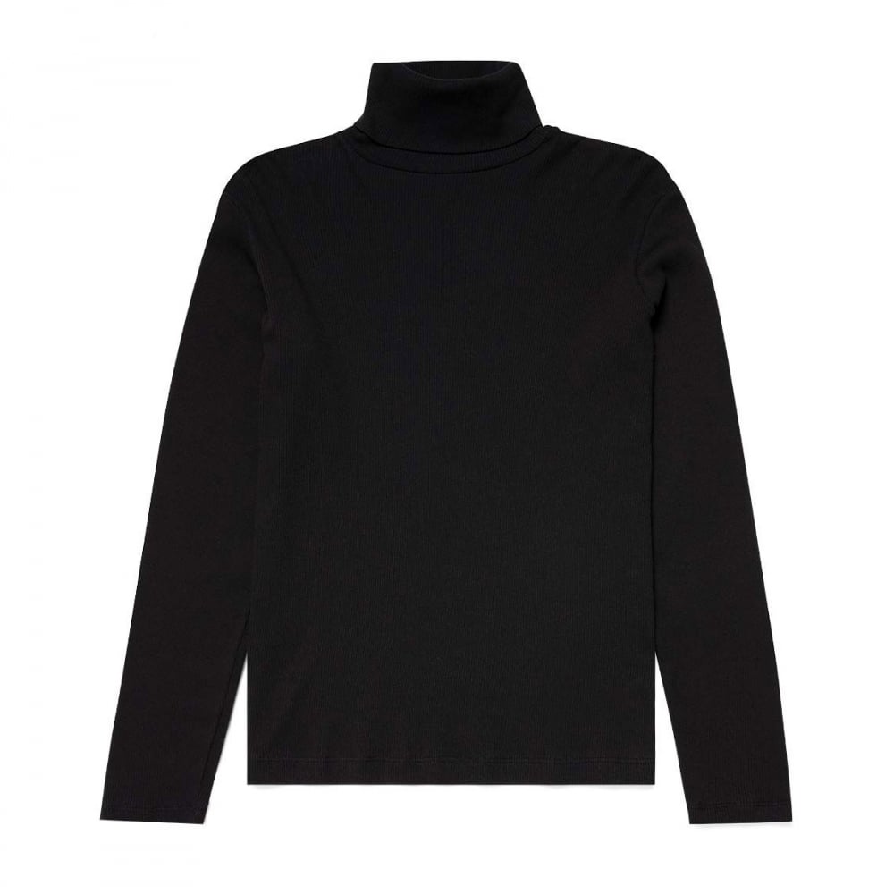 Women s Sunspel High Neck Long Sleeve T Shirt Black WTSH0105
