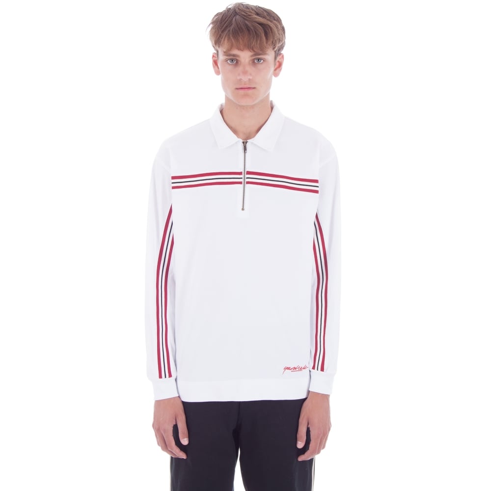 Yardsale Quarter Zip Ribbed Polo Shirt (White)