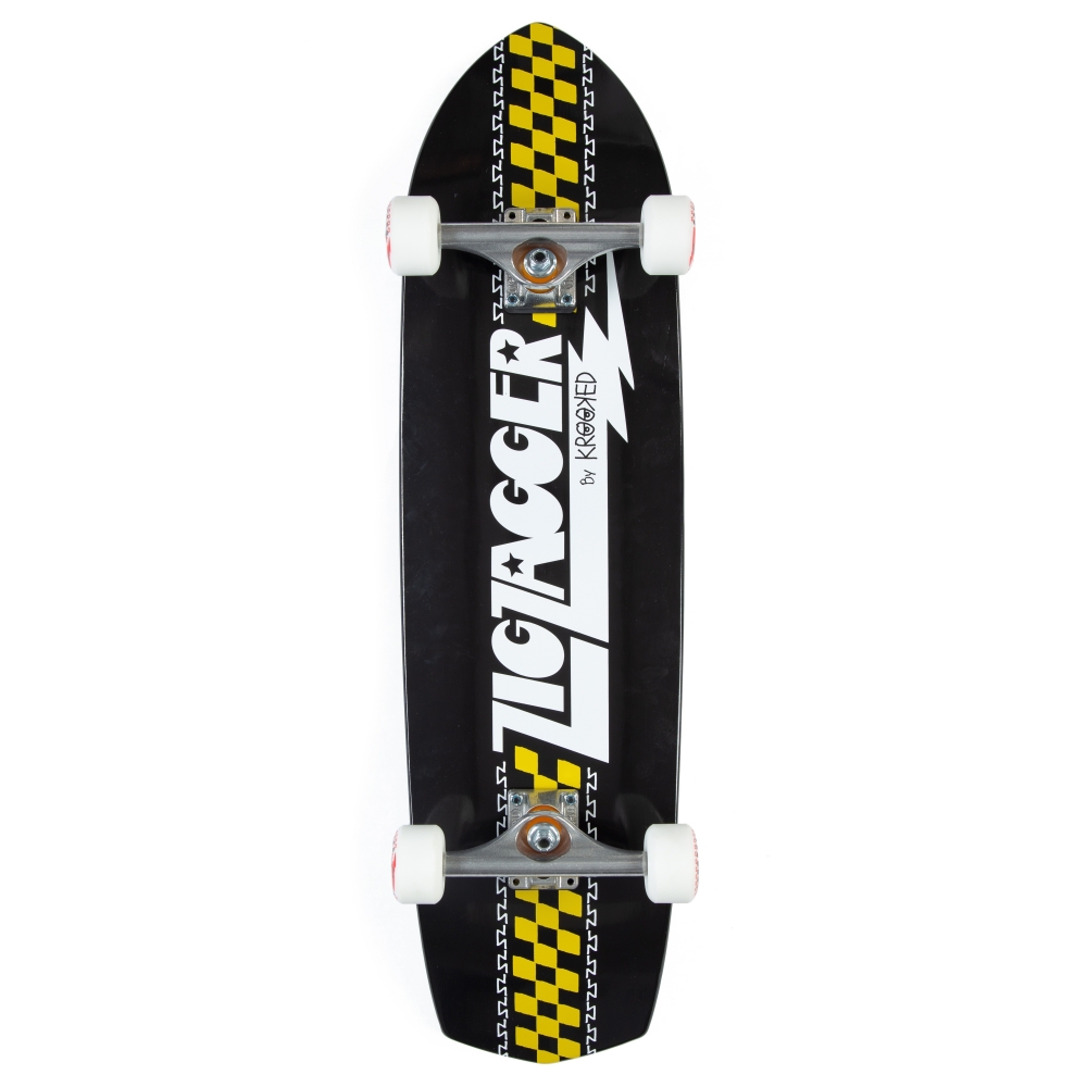 Zip Zagger by Krooked Classic Cruiser Complete Skateboard 8.6" (Black/White)