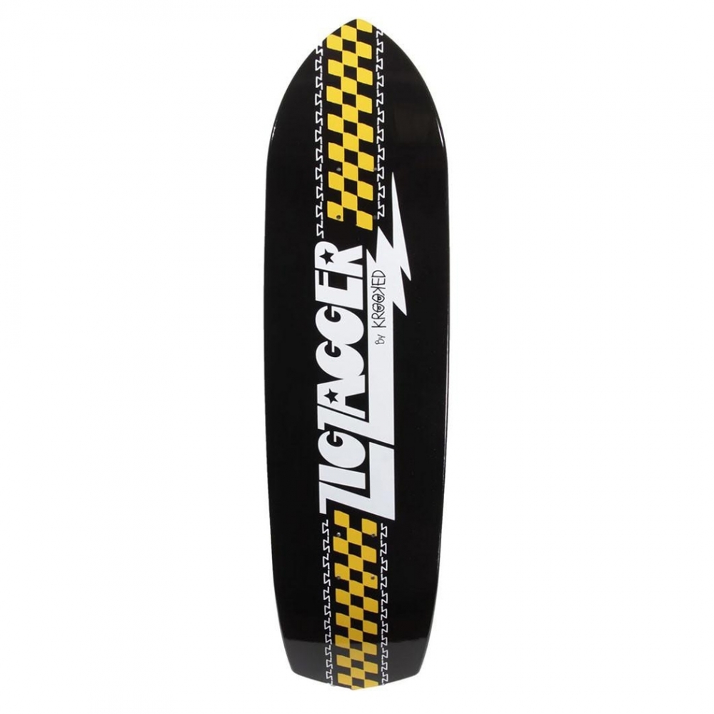 Zip Zagger by Krooked Classic Cruiser Skateboard Deck 8.6" (Black/White)