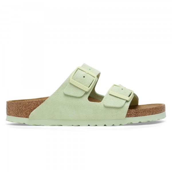 Birkenstock Arizona Suede Leather Narrow Fit (Faded Lime)