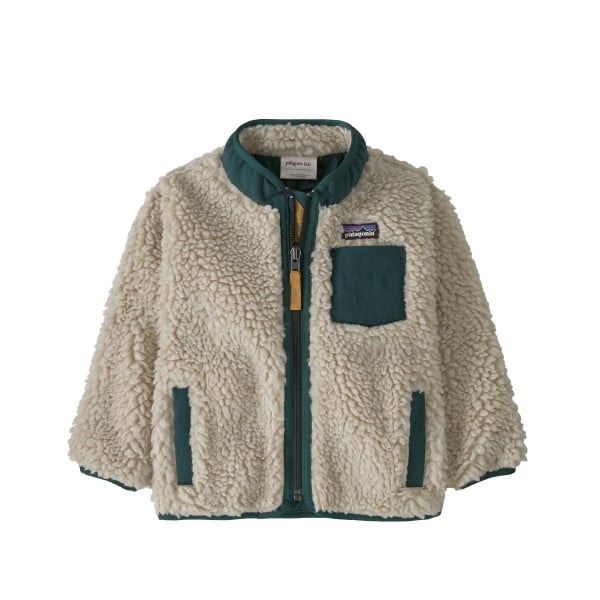 Baby Patagonia Retro-X Fleece Jacket (Natural w/Cascade Green)