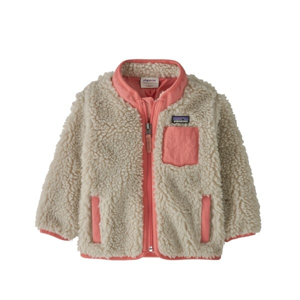 Baby Patagonia Retro-X Fleece Jacket (Natural w/Sparkle Pink)