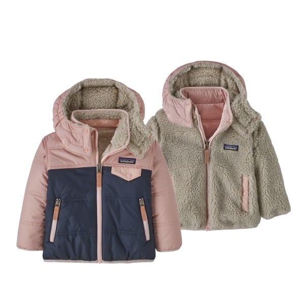 Baby Patagonia Reversible Tribbles Hoody (New Navy w/Mallow Pink)