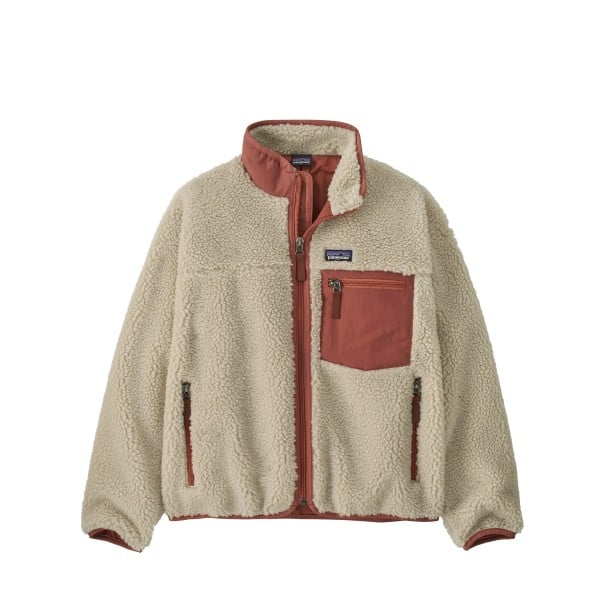 Kids' Patagonia Retro-X Fleece Jacket (Natural w/Potters Red)