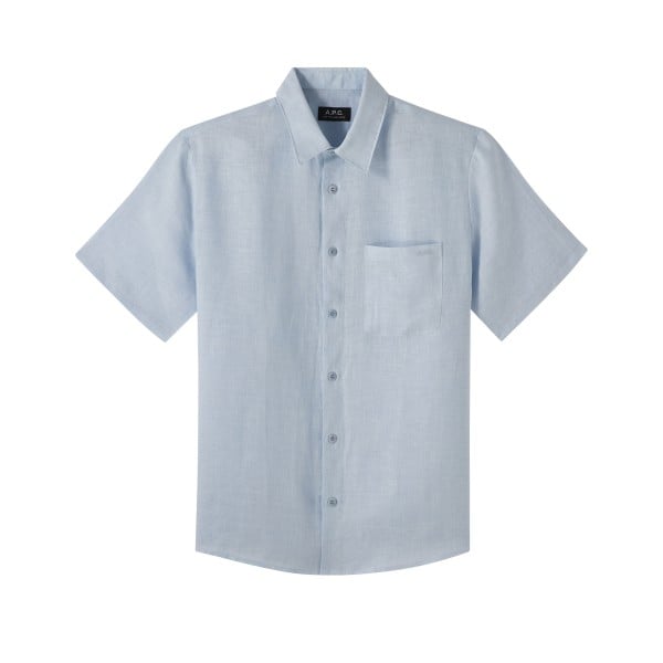 A.P.C. Bellini Logo Short Sleeve Shirt (Blue)