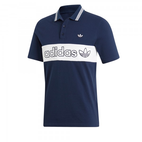 adidas Originals Samstag Colour Block Stripe Polo Shirt (Night Indigo)