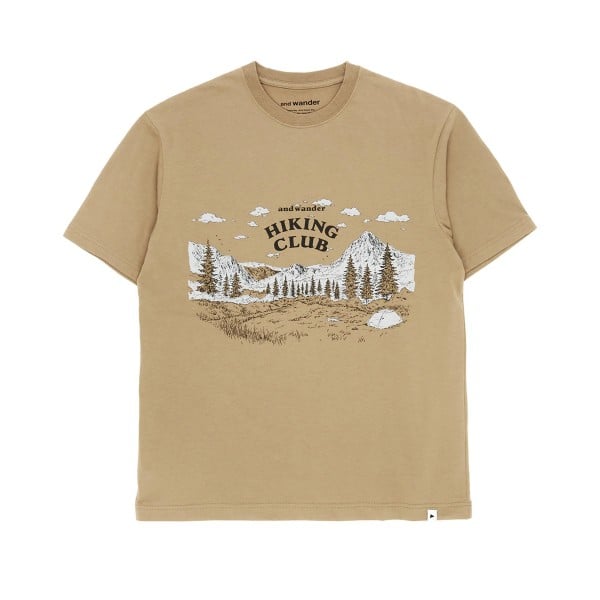 and wander Hiking Club Printed T-Shirt (Light Brown)