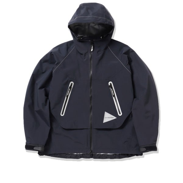 and wander Loose Fitting Rain Jacket (Dark Navy)