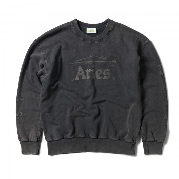 Aries Aged Ancient Column Crew Neck Sweatshirt (Black)