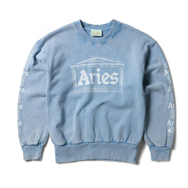 Aries Aged Ancient Column Crew Neck Sweatshirt (Pale Blue)