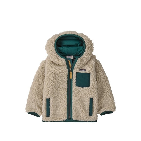Baby Patagonia Retro-X Hoody (Natural w/Cascade Green)