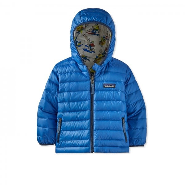 Baby Patagonia Reversible Down Sweater Hoody (Mr. Badger: Dyno White)