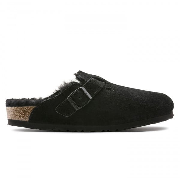 Birkenstock Boston Fur Suede Leather Regular Fit (Black)