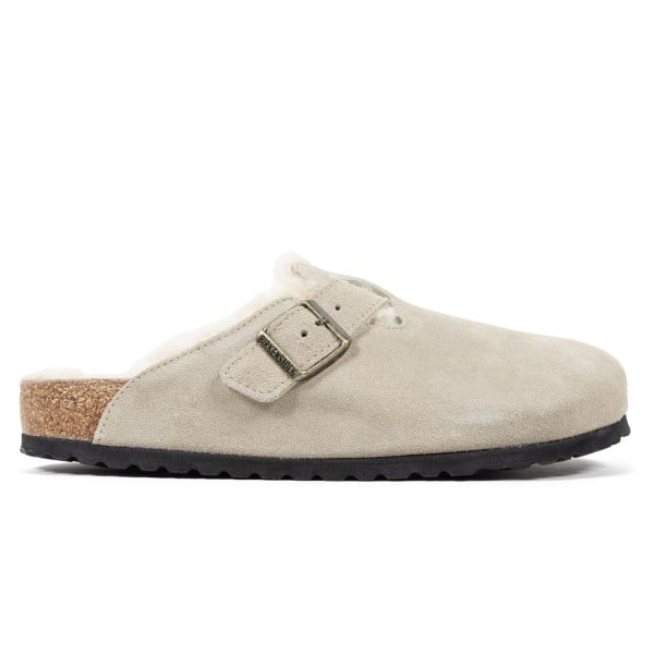 Birkenstock Boston Fur Suede Leather Regular Fit (Taupe)