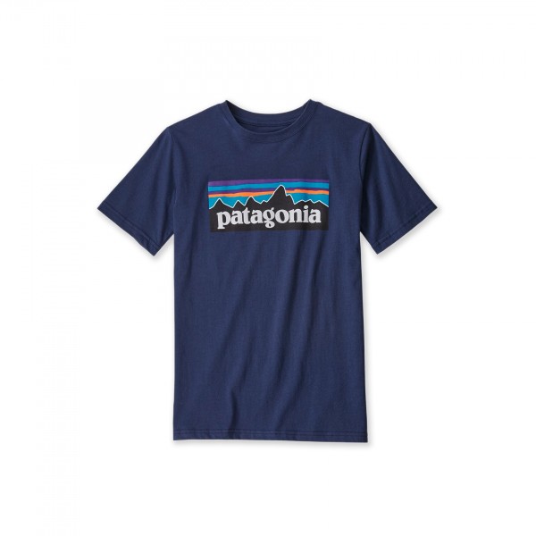 Boys' Patagonia P-6 Logo Organic Cotton T-Shirt (New Navy)