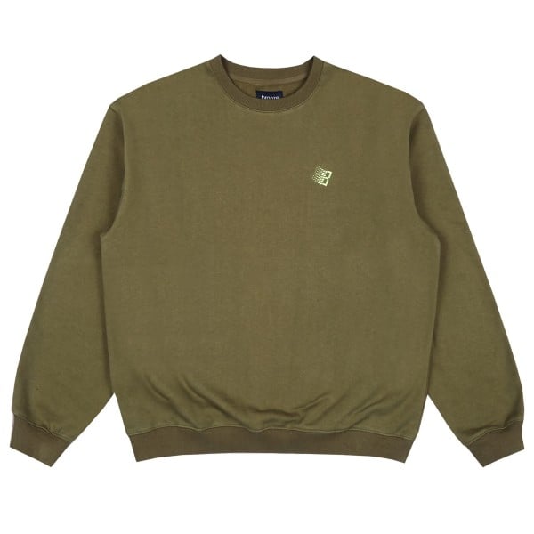 Bronze 56k B Logo Embroidered Crew Neck Sweatshirt (Olive)