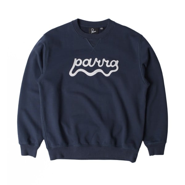 by Parra Water Wave Logo Crew Neck Sweatshirt (Navy Blue)