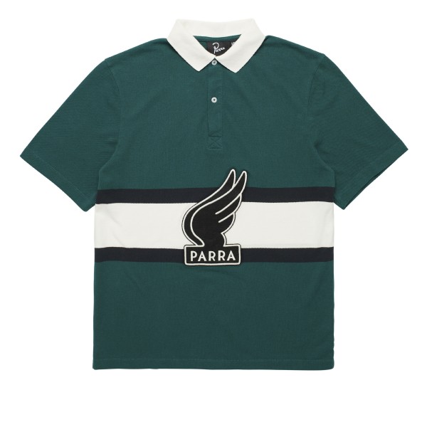 by Parra Winged Logo Leve polo Shirt (Teal/Off White)