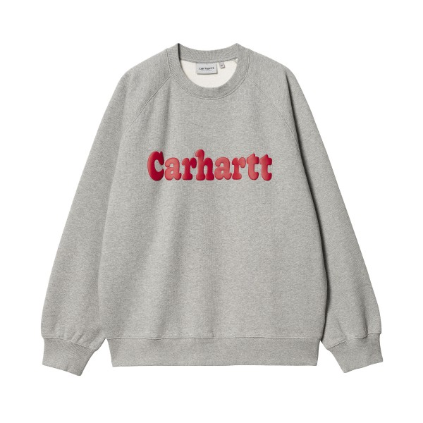 Carhartt WIP Bubbles Crew Neck Sweatshirt (Grey Heather/Cherry)
