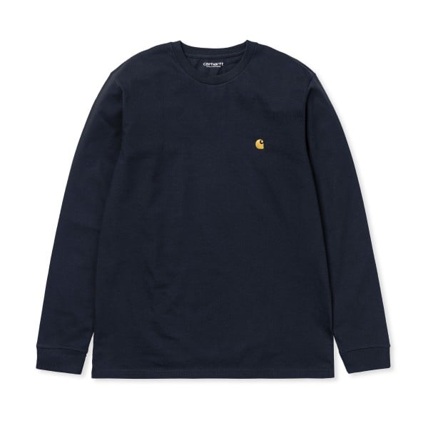 Carhartt WIP Chase Long Sleeve T-Shirt (Dark Navy/Gold)