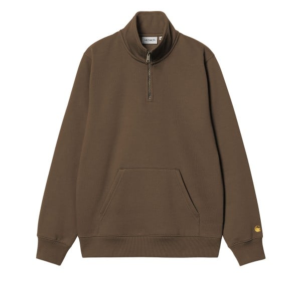 Carhartt WIP Chase Neck Zip Sweatshirt (Chocolate/Gold)