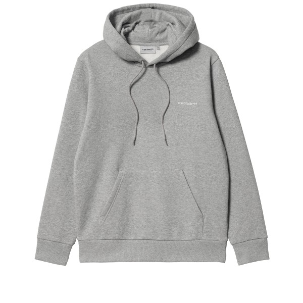 Carhartt WIP Script Embroidery Pullover Hooded Sweatshirt (Grey Heather/White)