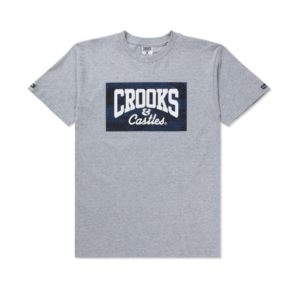 Crooks & Castles Tiger Speckle Logo T-Shirt (Heather Grey)