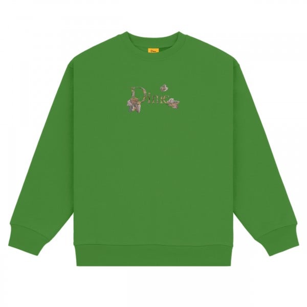 Dime Classic Leafy Embroidered Crew Neck Sweatshirt (Green)