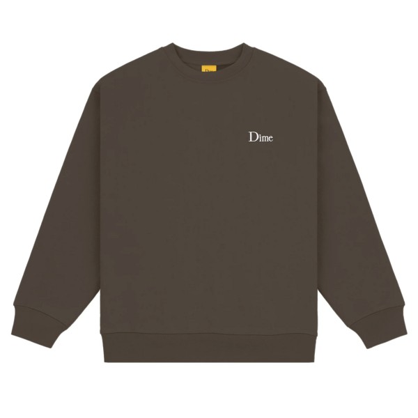 Dime Classic Small Logo Embroidered Crew Neck Sweatshirt (Driftwood)