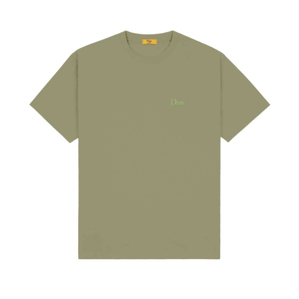 Dime Classic Small Logo Embroidered T-Shirt (Army Green)