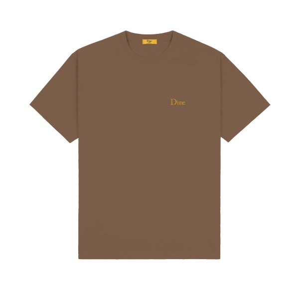Dime Classic Small Logo Embroidered T-Shirt (Brown)