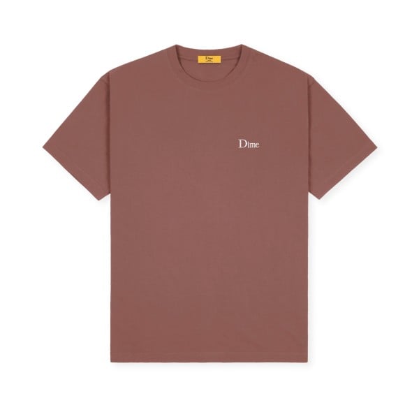 Dime Classic Small Logo Embroidered T-Shirt (Washed Maroon)