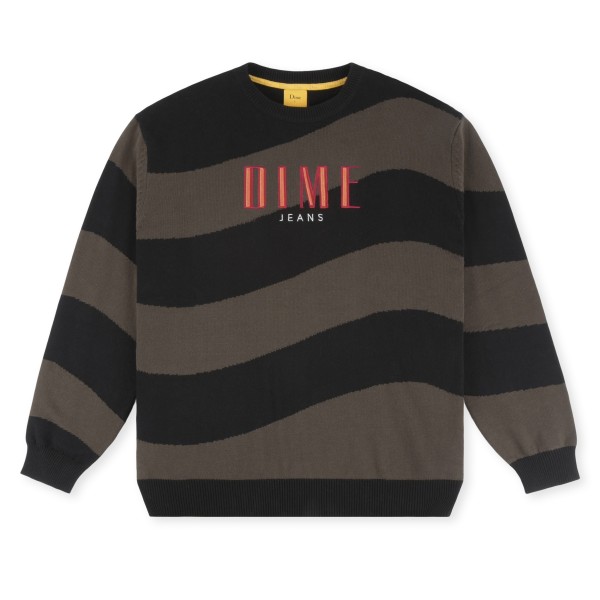 Dime Wave Striped Light Knit Sweater (Black)