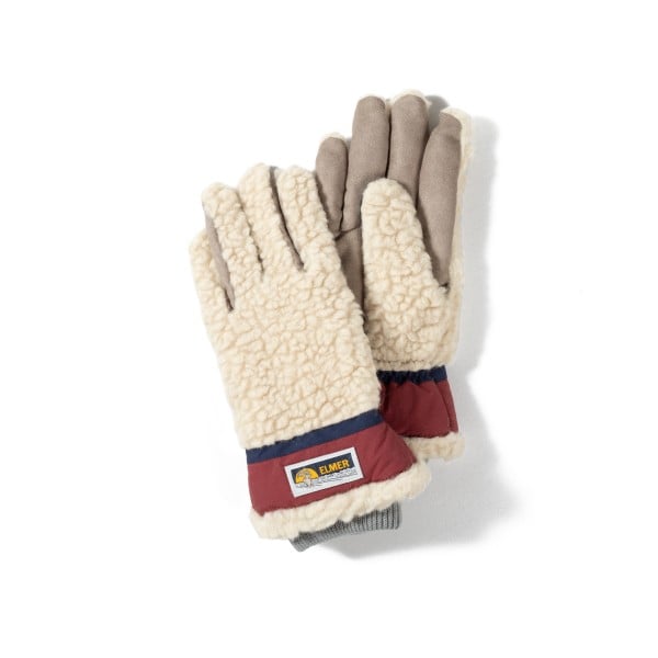 Elmer by Swany Wool Pile 5 Finger Gloves (Beige/Wine)
