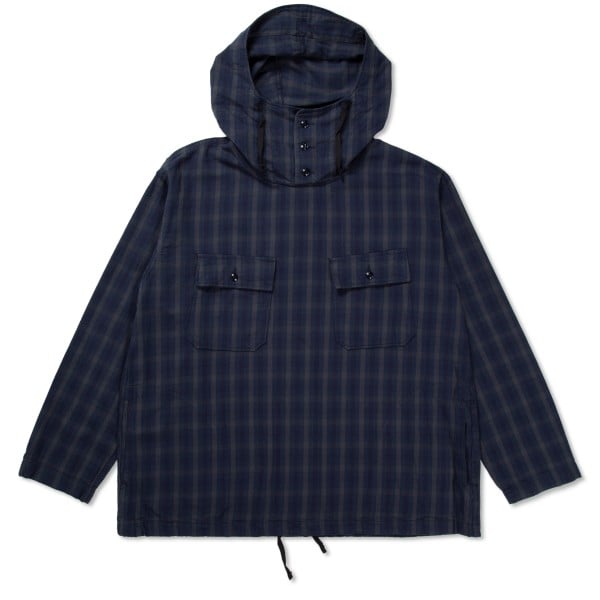 Engineered Garments Cagoule Shirt (Navy/Grey Cotton Flannel Plaid)