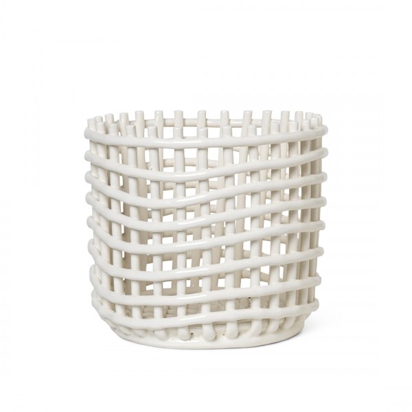 ferm LIVING Ceramic Basket Large (Off-White)