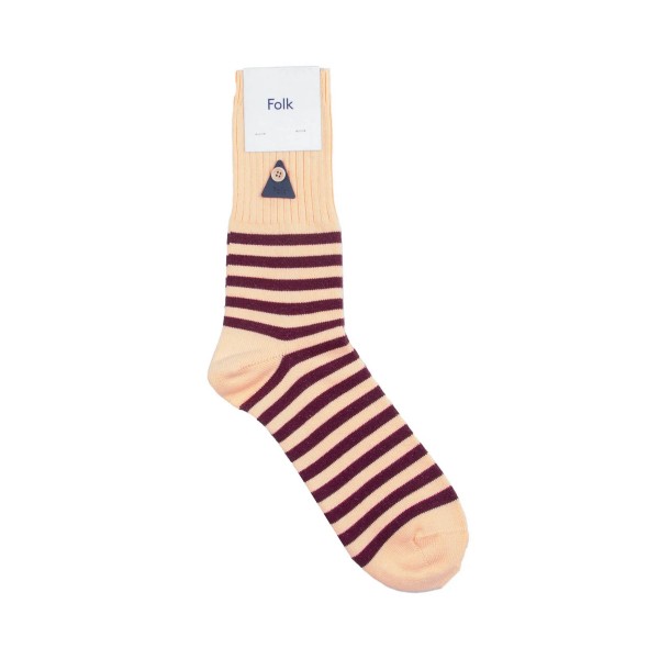 Folk Block Stripe Sock (Quartz Pink Oxblood)