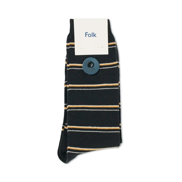 Folk Stripe Socks (Black/Sandstone/Ecru)