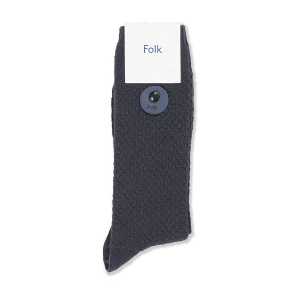 Folk Waffle Socks (Charcoal)