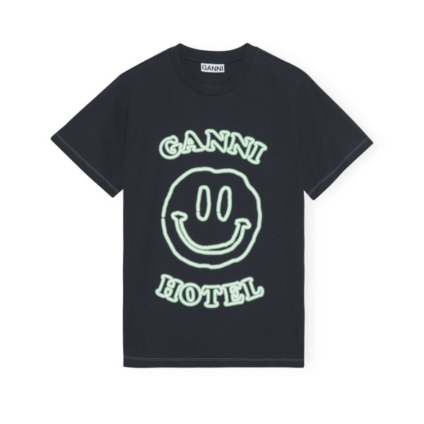 GANNI Basic Cotton Jersey O-Neck Hotel Dark T-Shirt (Sky Captain)
