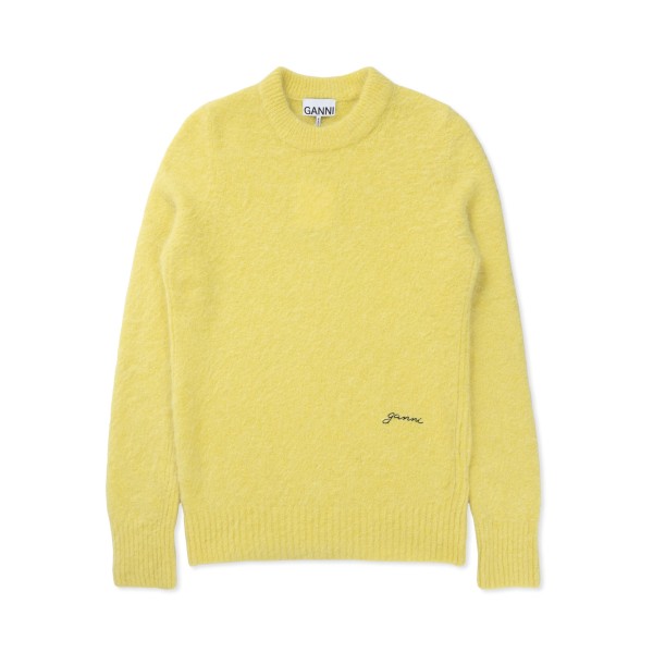 GANNI Brushed Alpaca O-Neck Sweater (Blazing Yellow)