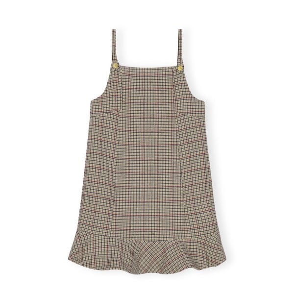 GANNI Check Wool Mix Mini Dress (Tiger's Eye)